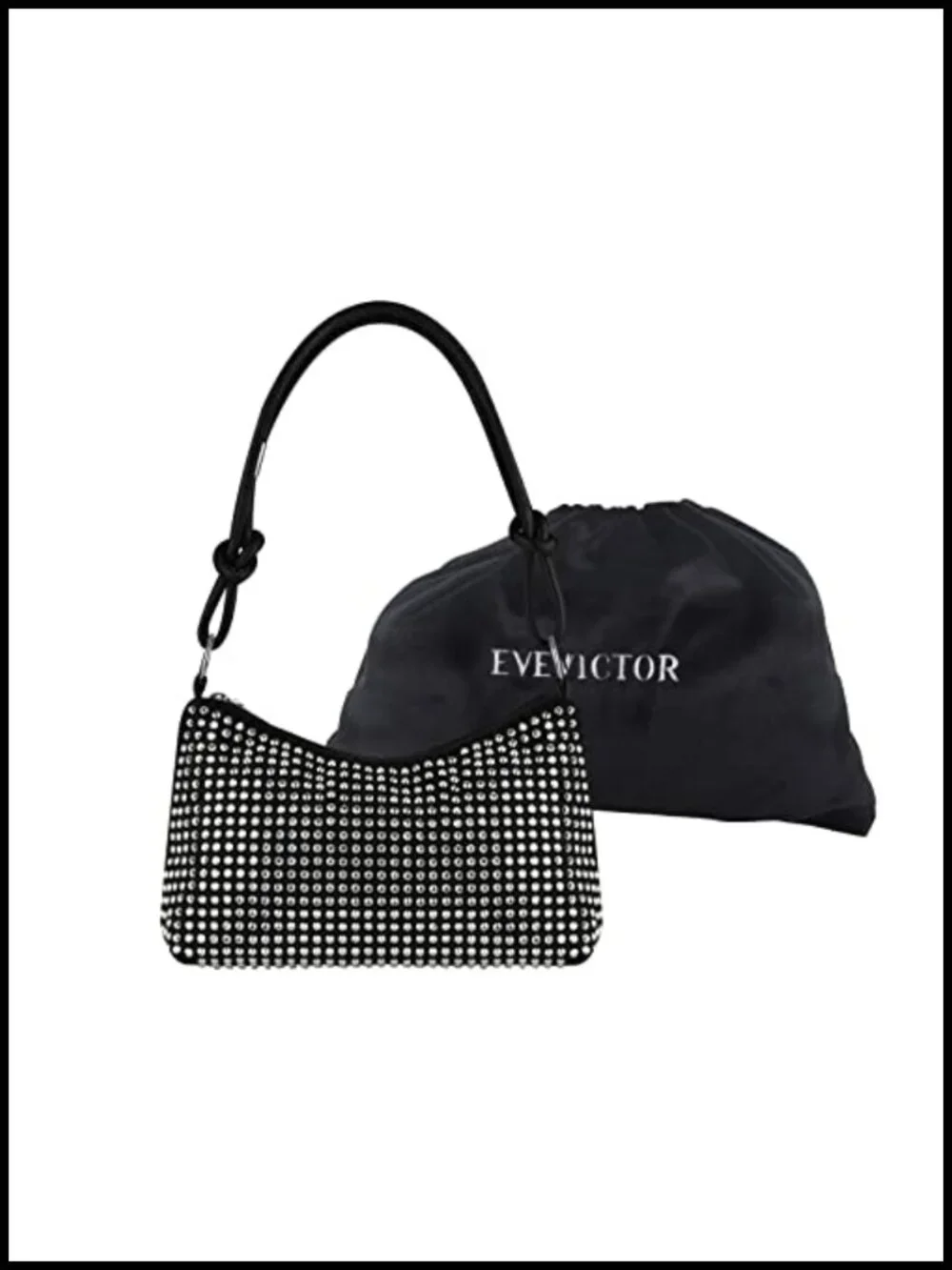 Sparkly Rhinestone Hobo Clutch Purse with Crossbody Chain